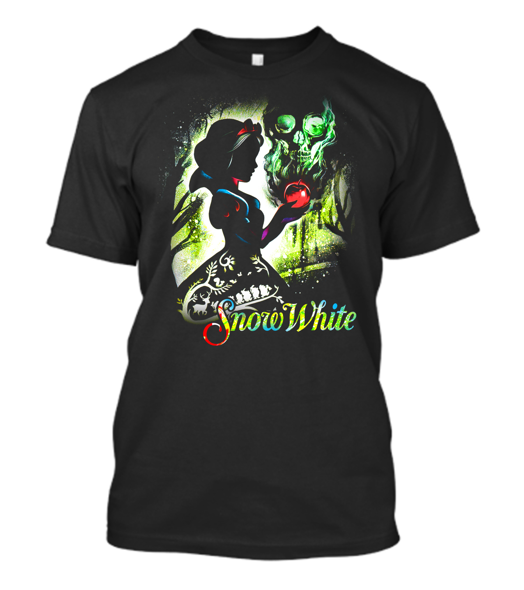 Snow White Silhouette With Apple And Skull T-Shirt
