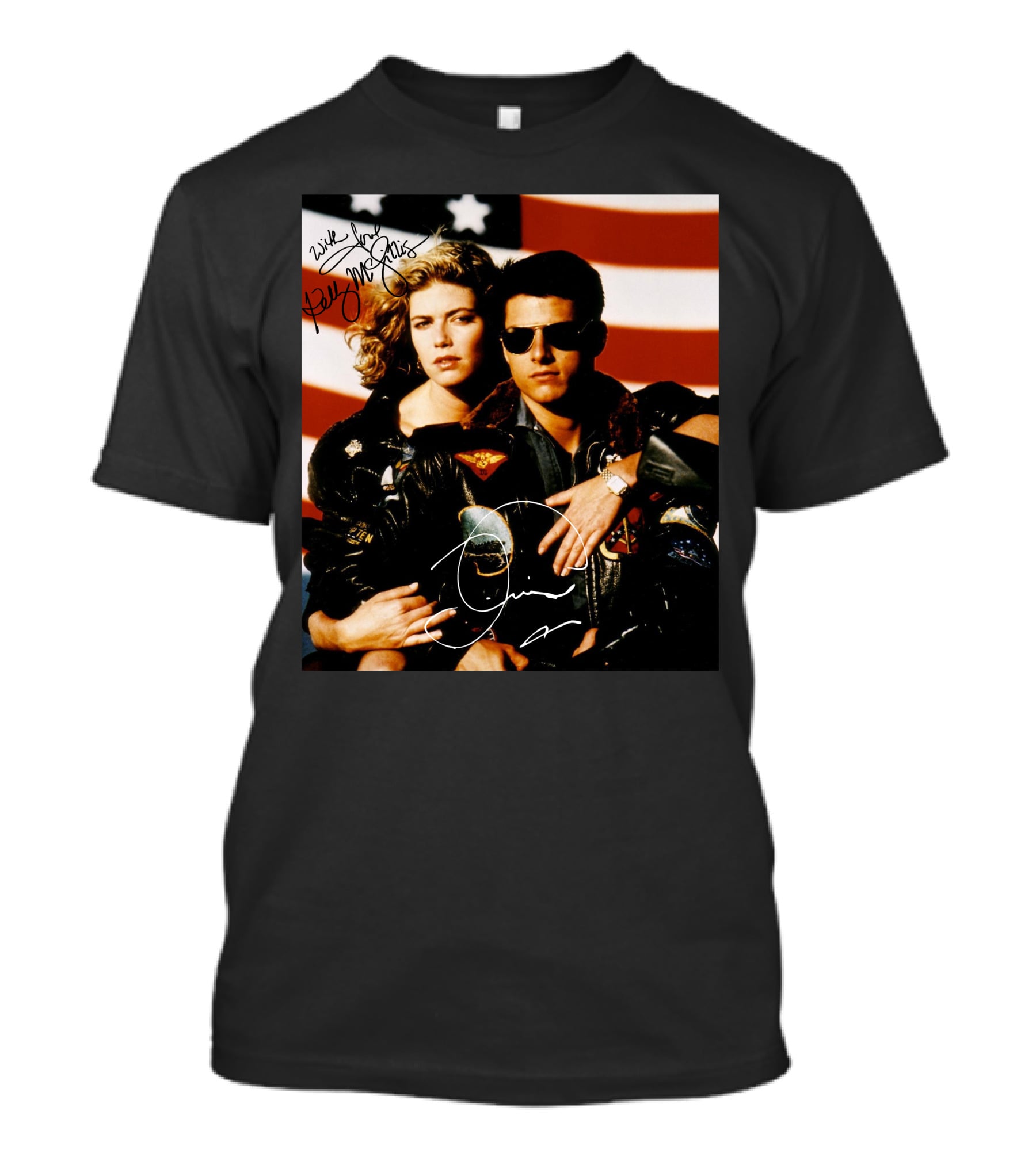 Top Gun 2 Autographed Cast American Flag T-Shirt
