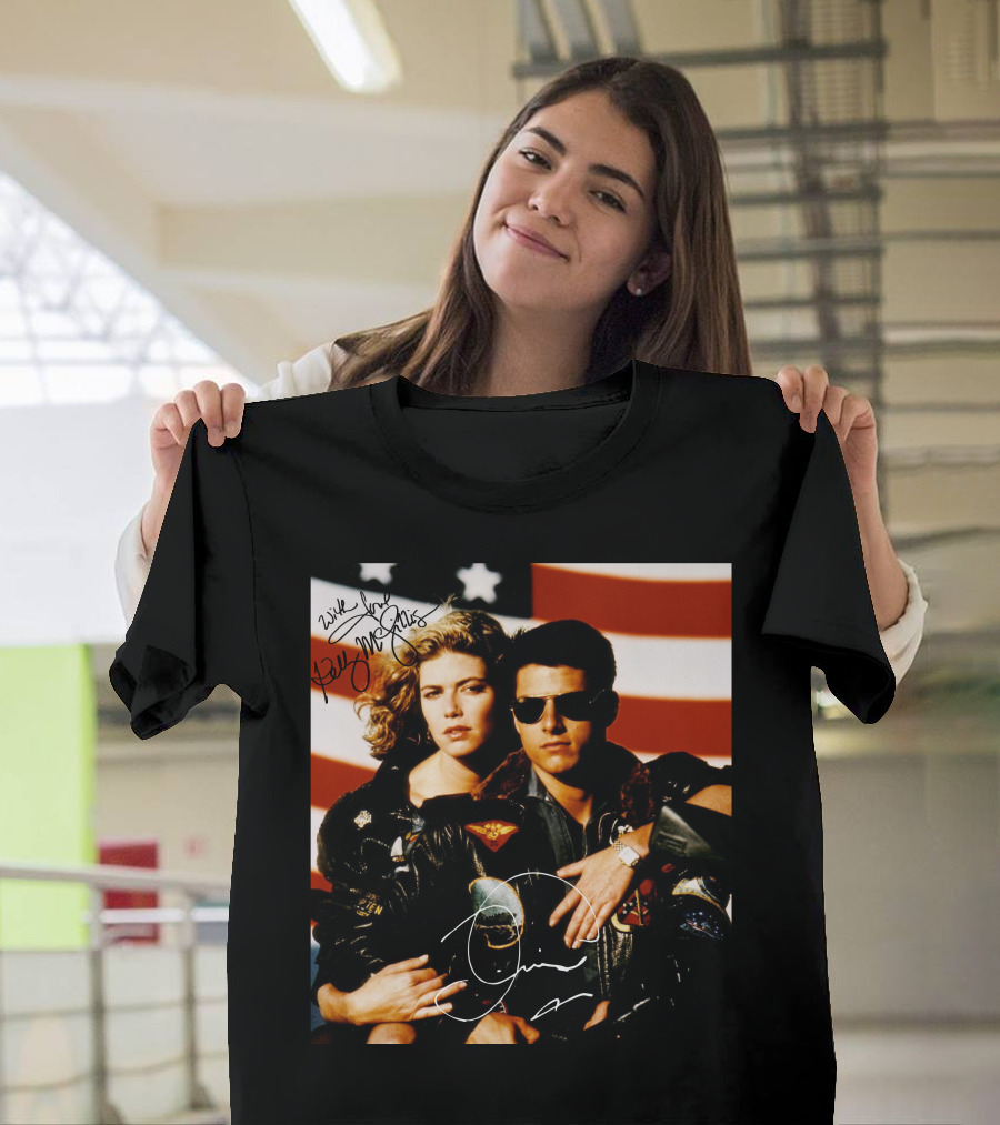 Top Gun 2 Autographed Cast American Flag T-Shirt