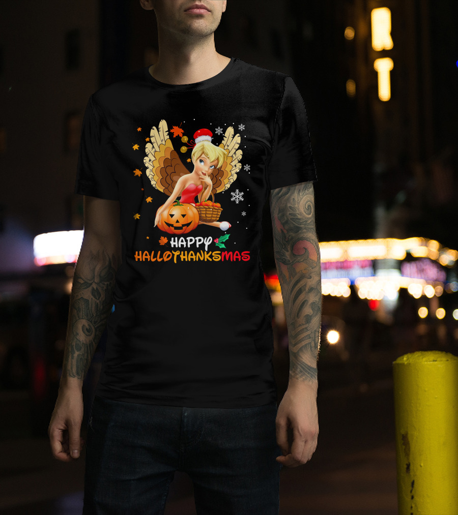 Happy Tkb Hallothanksmas Angel With Pumpkin And Basket T-Shirt