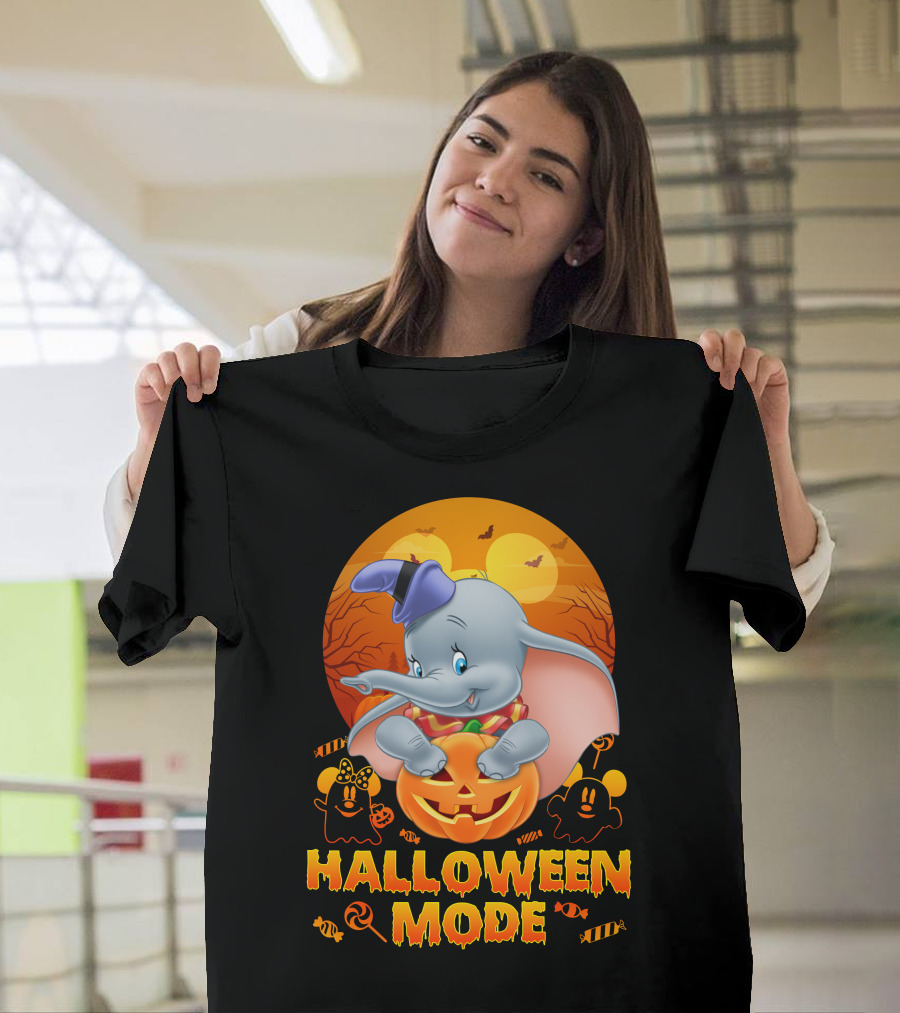Dumbo Halloween Mode Pumpkin Ghosts Candy Bats Cartoon Magic T-Shirt
