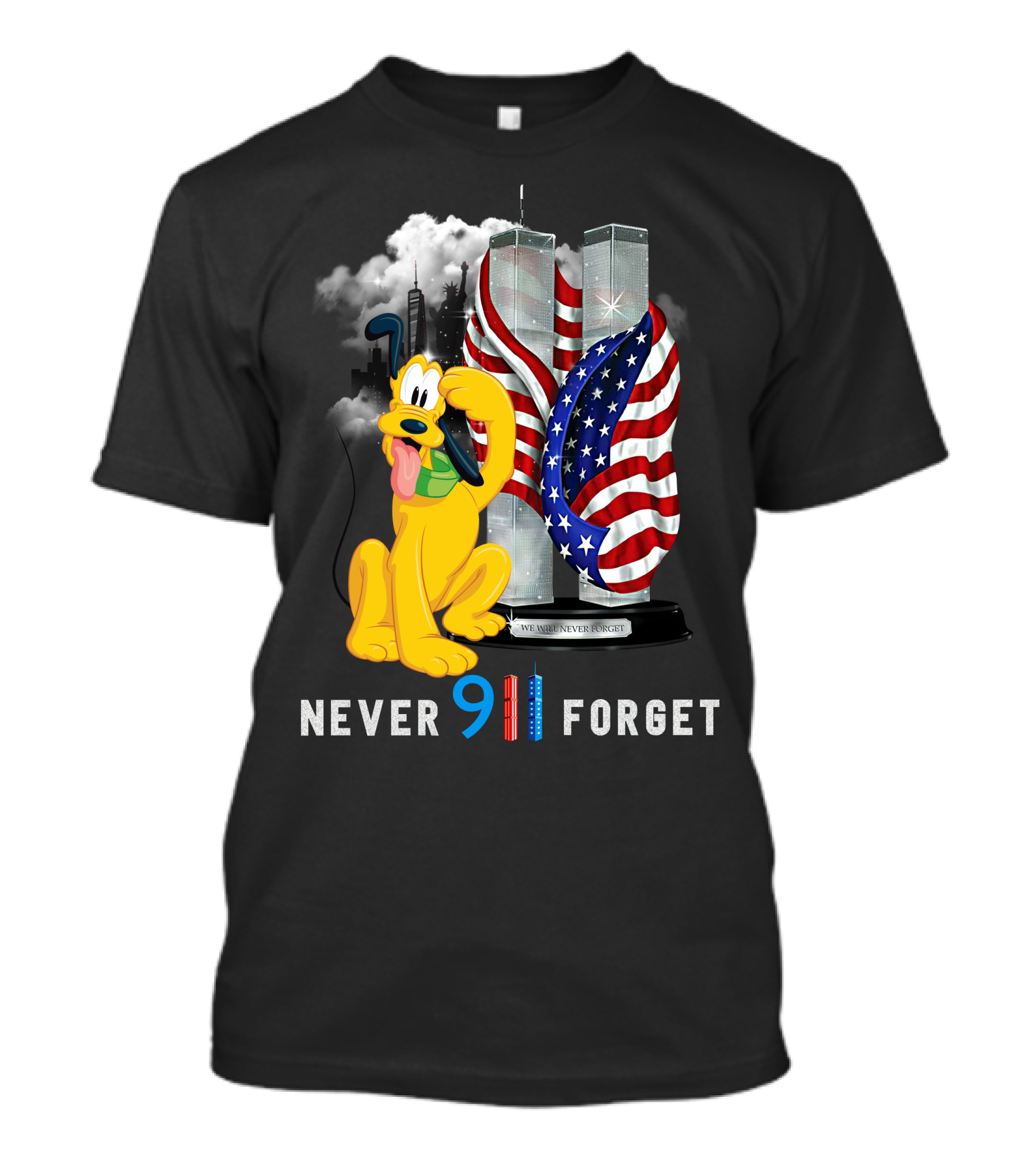 Never 9 11 Forget Pluto Twin Towers Memorial Tribute T-Shirt