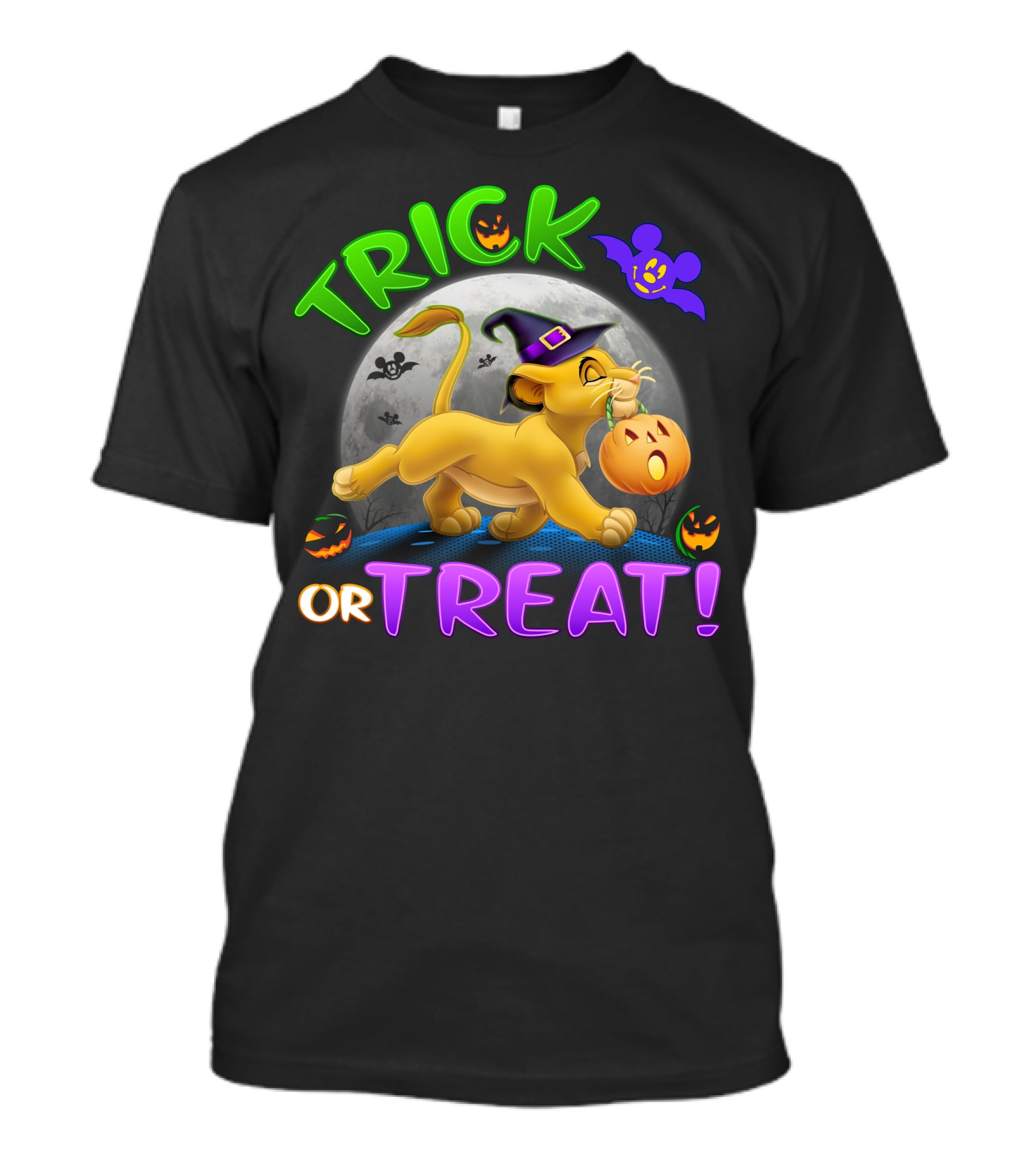 Trick Or Treat Simba Halloween Disney Mickey Moon Pumpkin T-Shirt