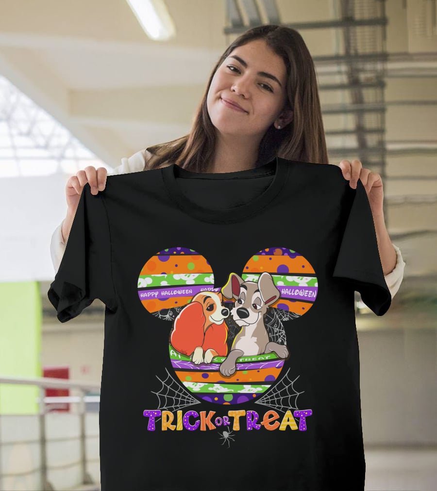 Lady And The Tramp Happy Halloween Trick Or Treat Mickey Ears T-Shirt