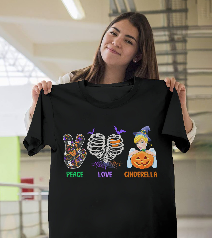 Peace Love Cinderella Halloween Pumpkin T-Shirt