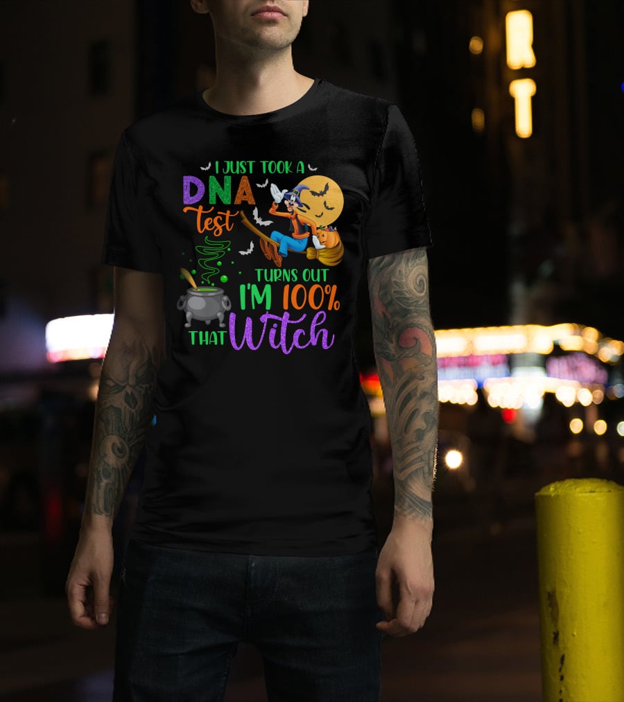 I Just Took A Dna Test Turns Out I'm 100% That Witch Goofy Halloween Moon Bats Cauldron T-Shirt