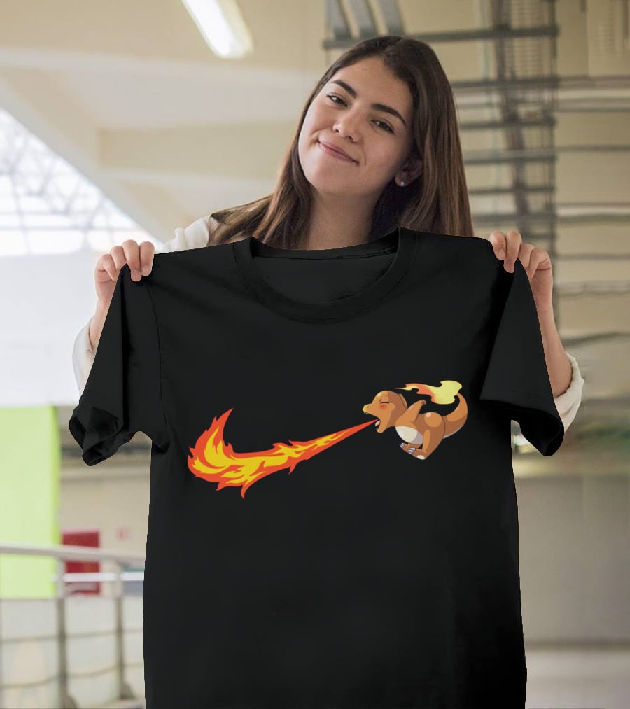 Charmander Fire-Breathing Nike-Inspired Flame T-Shirt