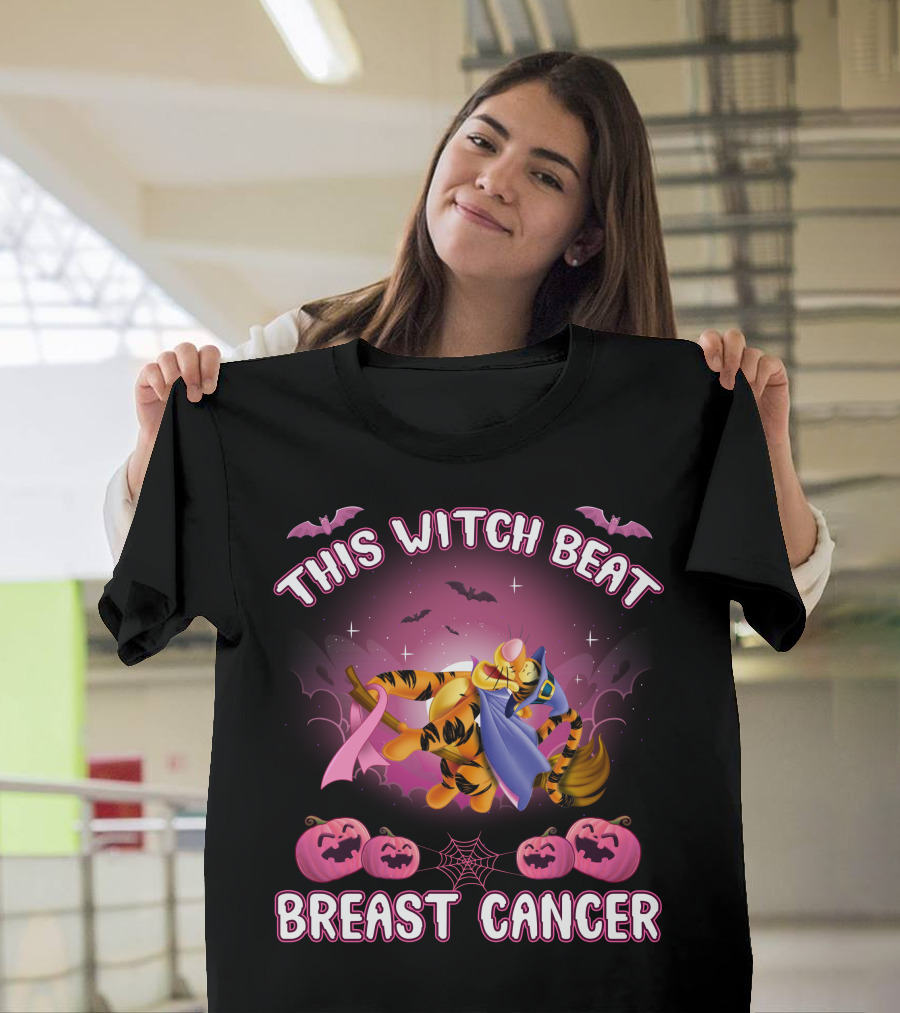 This Witch Beat Breast Cancer Tigger Halloween T-Shirt