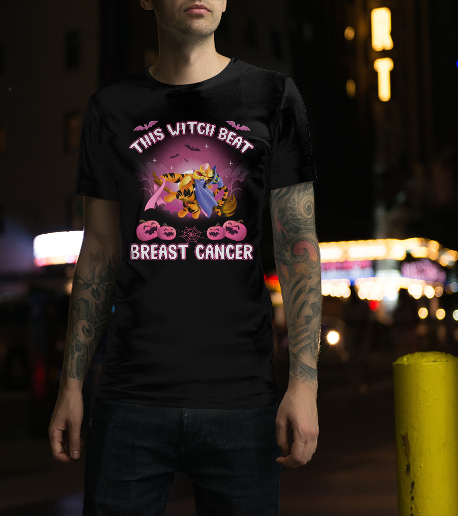 This Witch Beat Breast Cancer Tigger Pink Ribbon Halloween T-Shirt