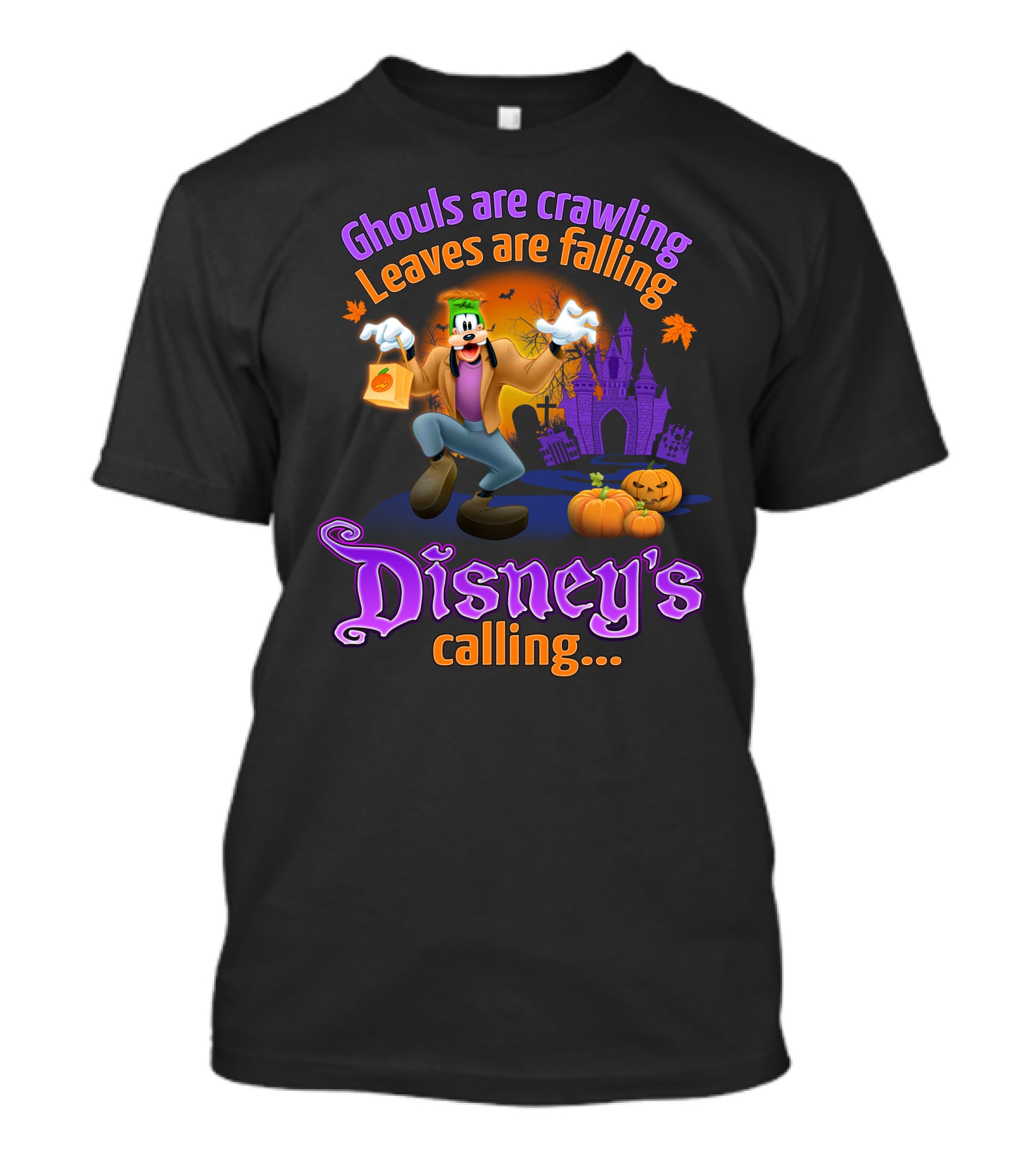 Ghouls Are Crawling Leaves Are Falling Disney's Calling Goofy Halloween Theme T-Shirt