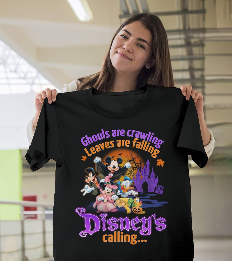 Ghouls Are Crawling Leaves Are Falling Disney's Calling Mickey And Friends T-Shirt