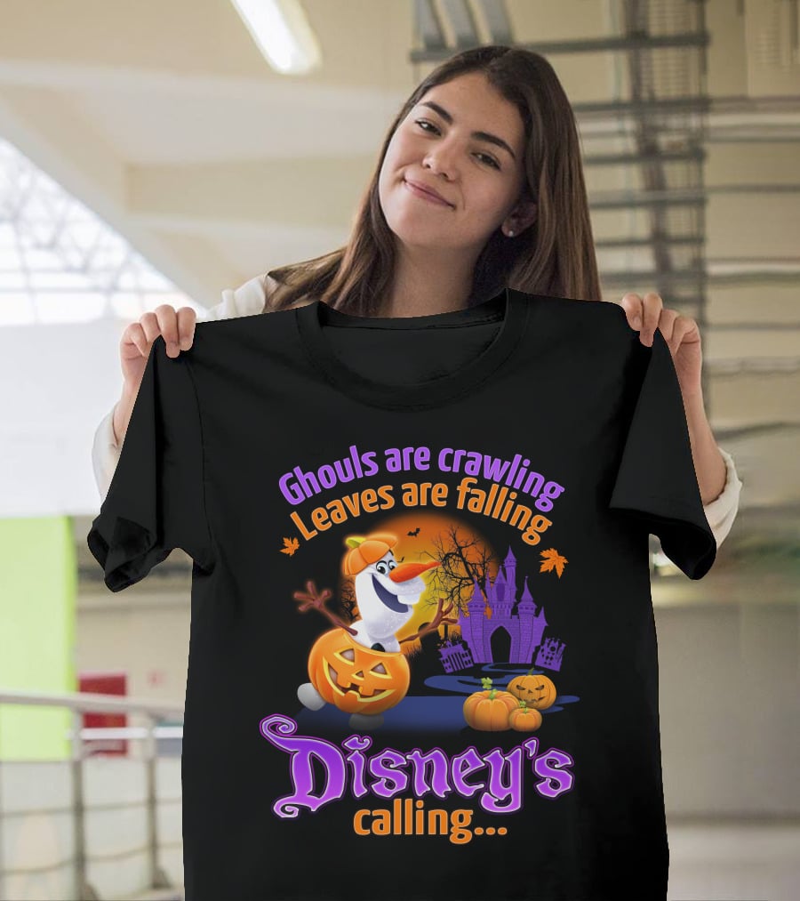 Ghouls Are Crawling Leaves Are Falling Disney's Calling Olaf Pumpkin Castle T-Shirt