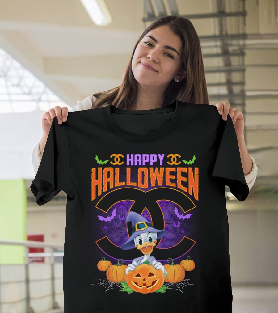 Happy Halloween Daisy Pumpkin Bats Spiders Duck T-Shirt