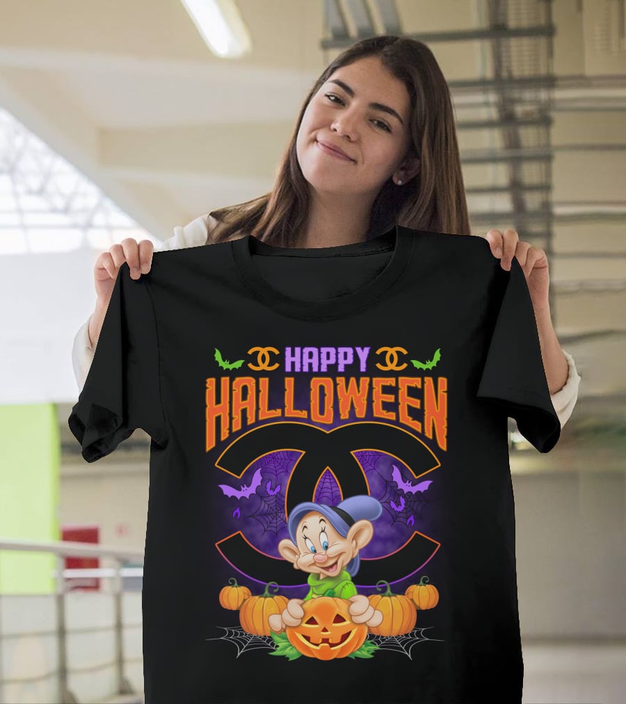 Happy Halloween Dopey Chanel Pumpkin Bats T-Shirt