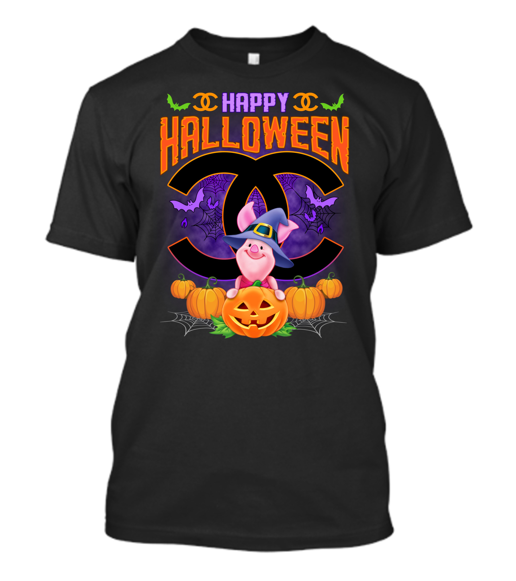 Happy Halloween Piglet With Pumpkins And Cc T-Shirt