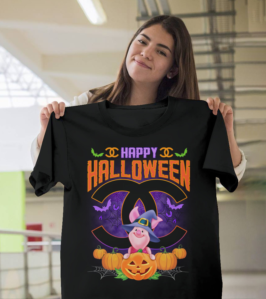 Happy Halloween Piglet With Pumpkins And Cc T-Shirt