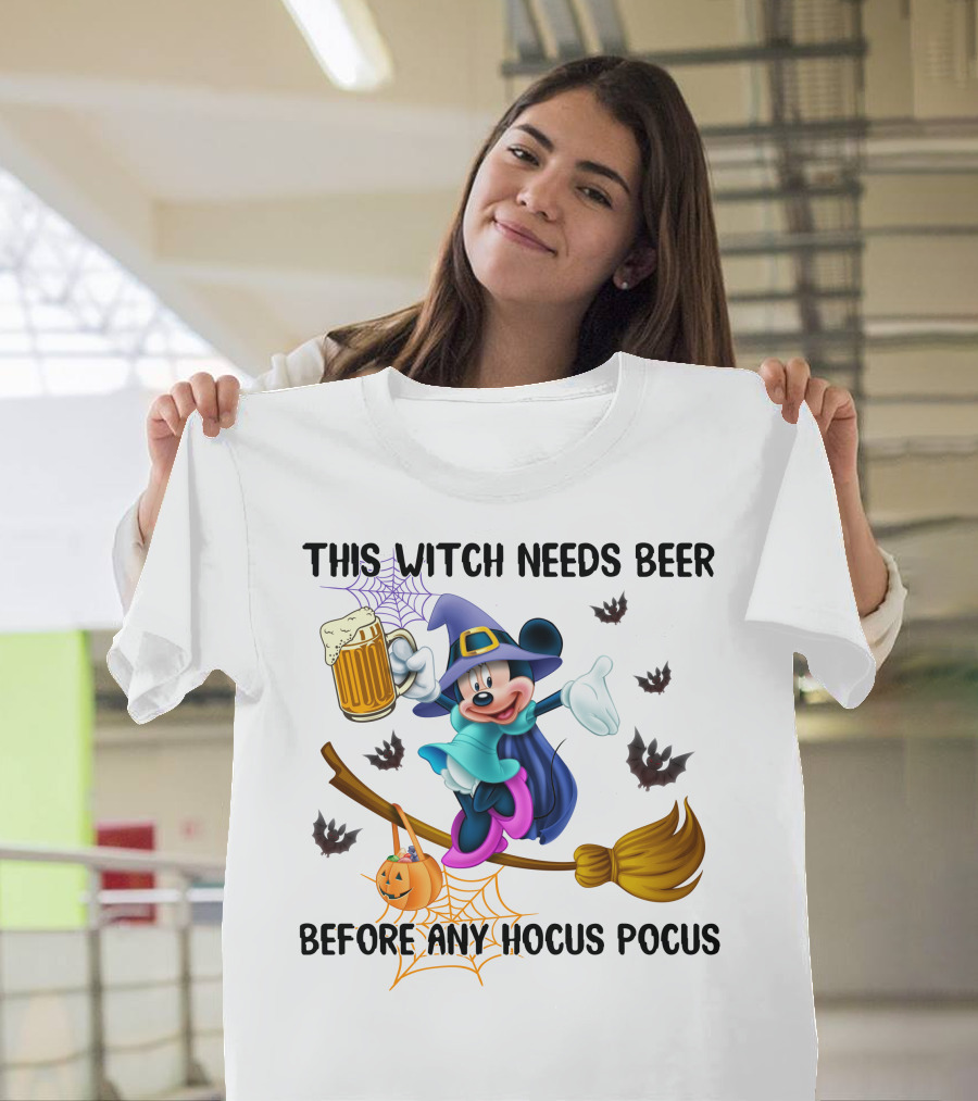 This Witch Needs Beer Before Any Hocus Pocus Minnie T-Shirt