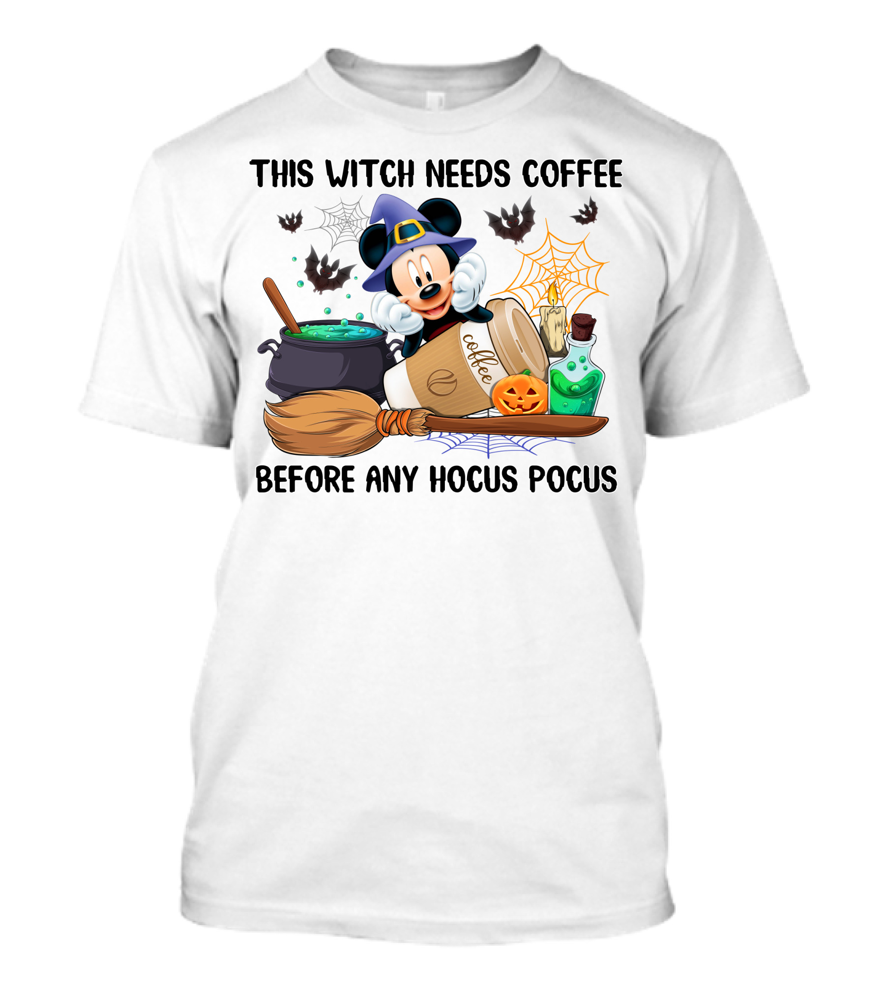 This Witch Needs Coffee Before Any Hocus Pocus Mickey Mouse Halloween T-Shirt
