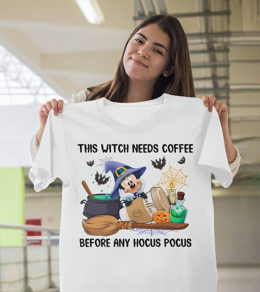 Minnie This Witch Needs Coffee Before Any Hocus Pocus T-Shirt