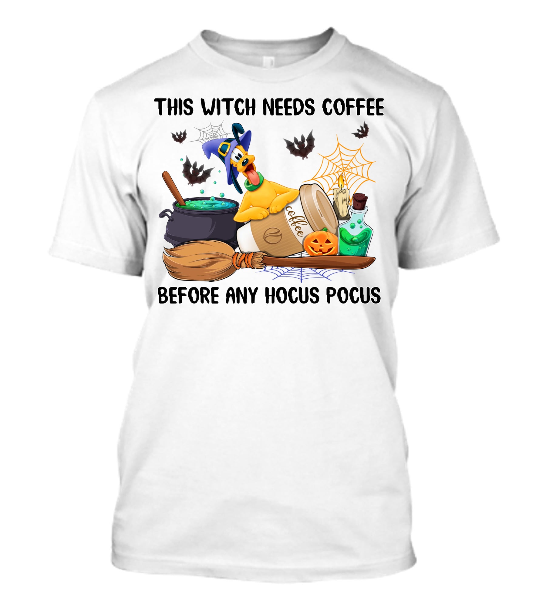 This Witch Needs Coffee Before Any Hocus Pocus Pluto Halloween T-Shirt