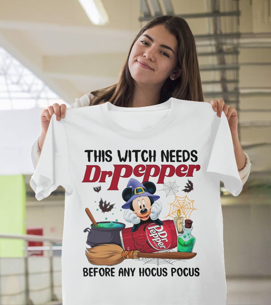 This Witch Needs Dr Pepper Before Any Hocus Pocus Mickey Mouse T-Shirt