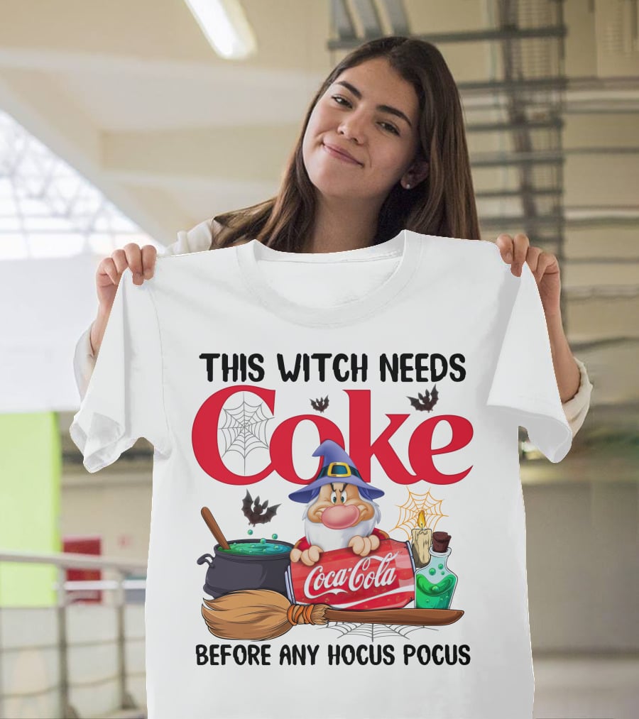 This Witch Needs Coke Before Any Hocus Pocus With Grumpy Dwarf And Cauldron Scene T-Shirt