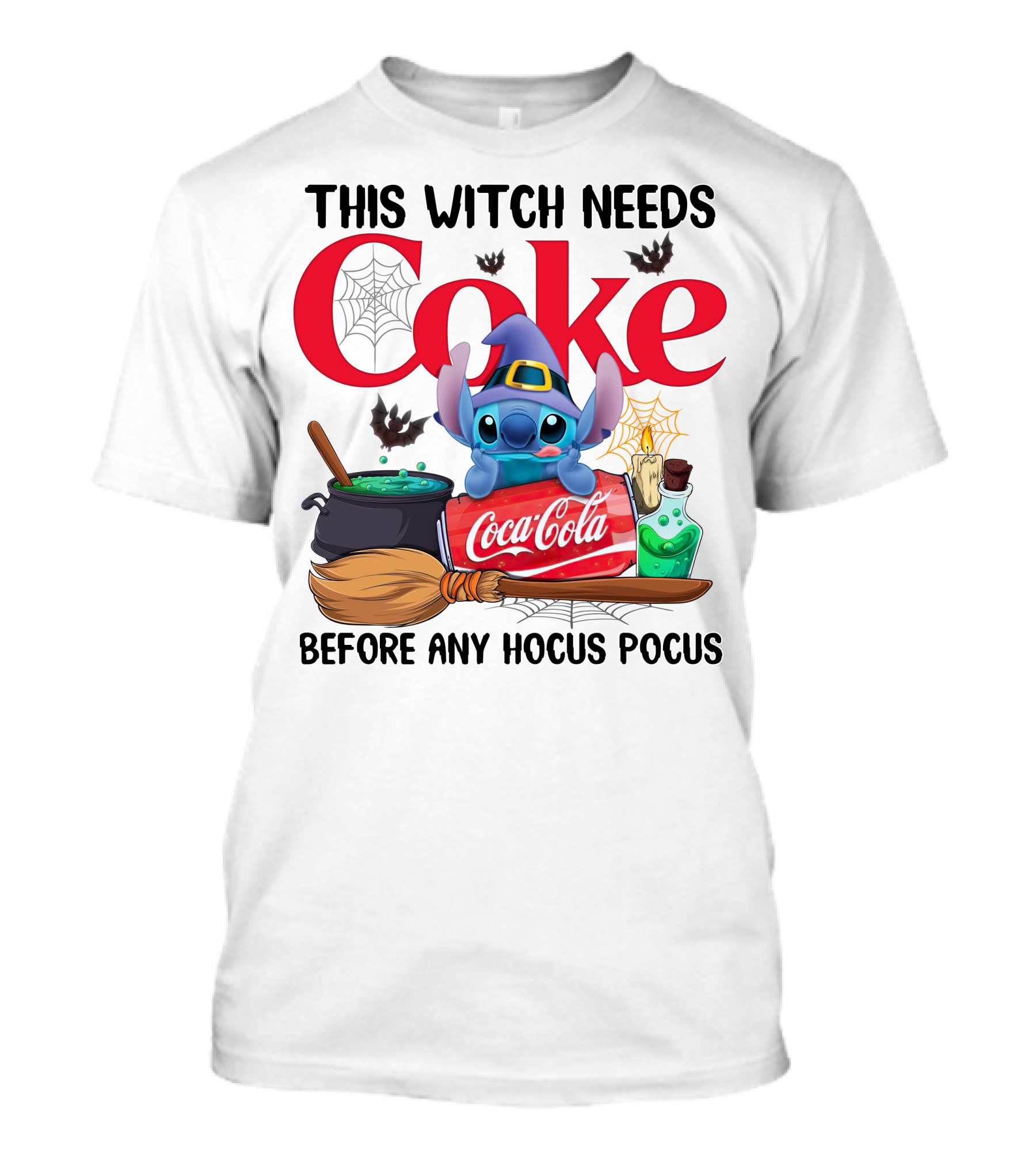This Witch Needs Coke Before Any Hocus Pocus Coca-Cola Stitch Halloween T-Shirt