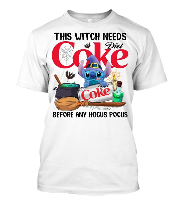 This Witch Needs Diet Coke And Stitch Before Any Hocus Pocus T-Shirt