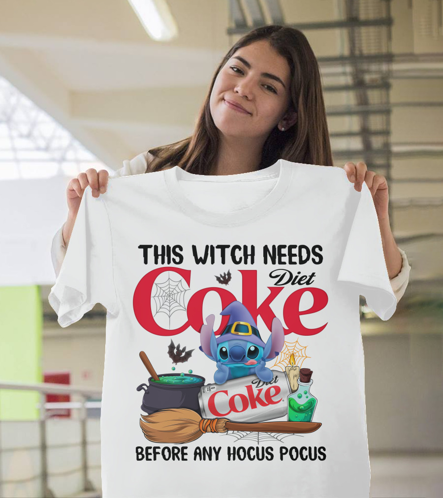 This Witch Needs Diet Coke And Stitch Before Any Hocus Pocus T-Shirt
