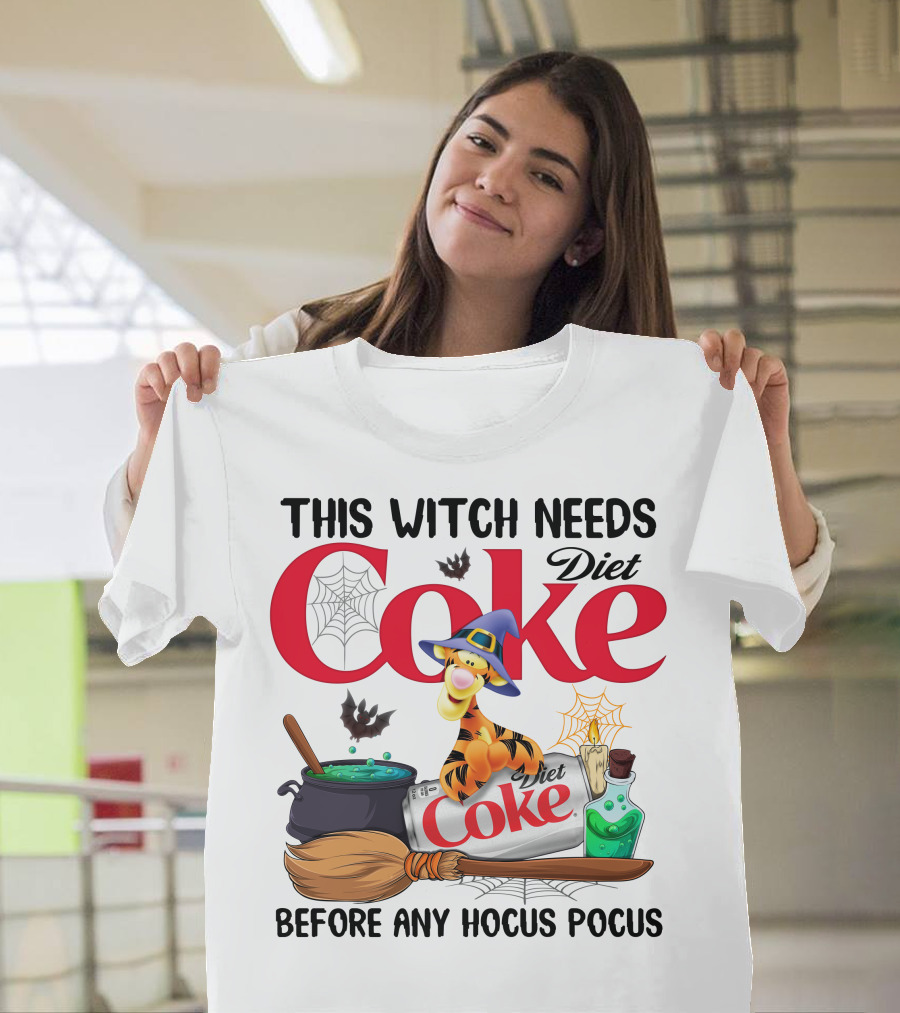 This Witch Needs Diet Coke Before Any Hocus Pocus Tigger T-Shirt