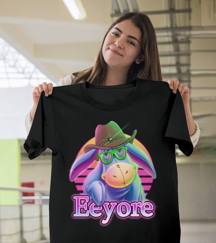 Eeyore Retro Neon Cowboy Hat And Glasses T-Shirt