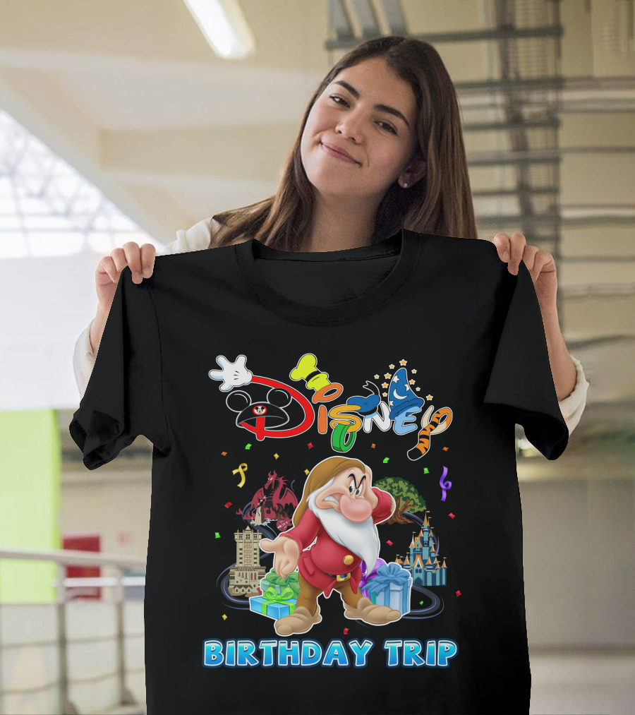 Grumpy Disney Birthday Trip With Mickey Mouse And Castle T-Shirt