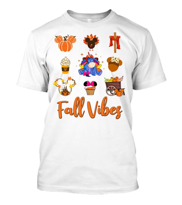 Fall Vibes Eeyore Autumn Mickey Pumpkin Cupcake Harvest T-Shirt
