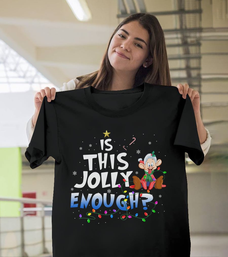Is This Jolly Enough Dopey Christmas Lights Candy Cane Snowflakes T-Shirt
