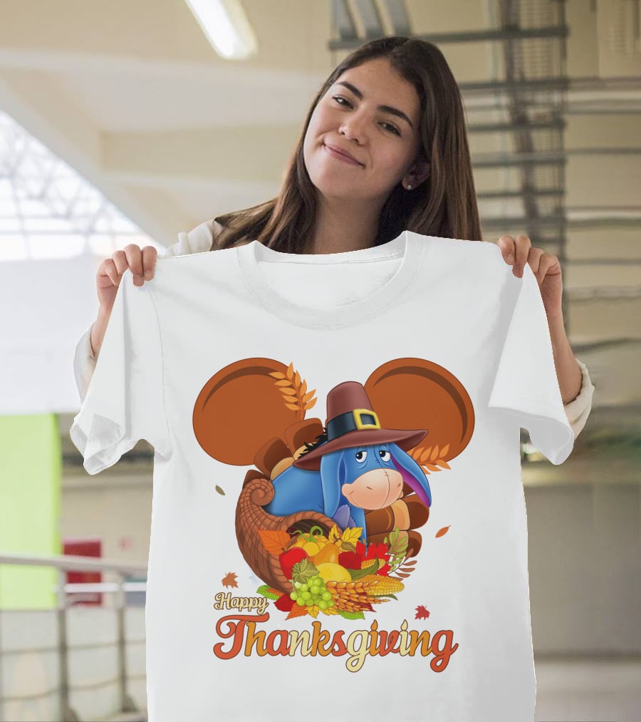 Happy Thanksgiving Eeyore Cornucopia Holiday Celebration T-Shirt