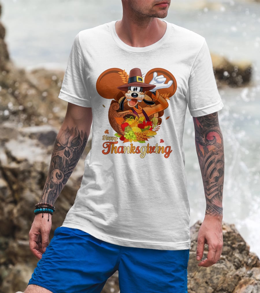 Goofy Happy Thanksgiving Cornucopia Celebration T-Shirt