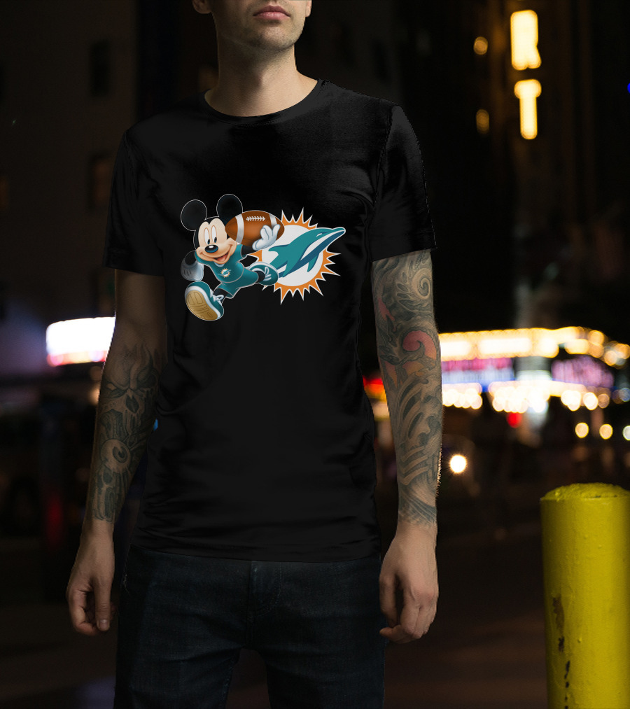 Mickey Miami Dolphins Football Crossover T-Shirt