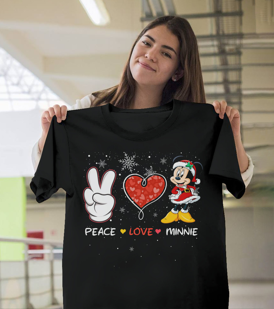Peace Love Minnie Christmas Holiday Theme T-Shirt