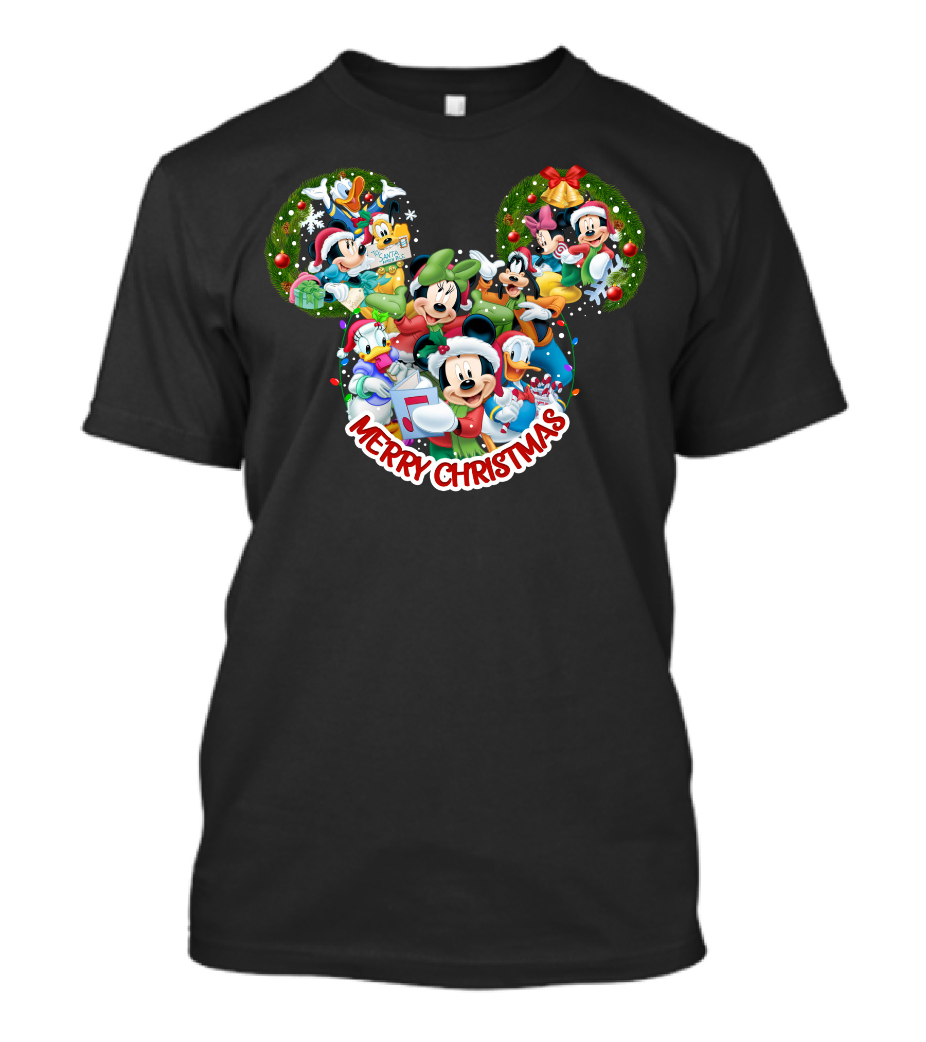 Mickey And Friends Merry Christmas Wreaths T-Shirt