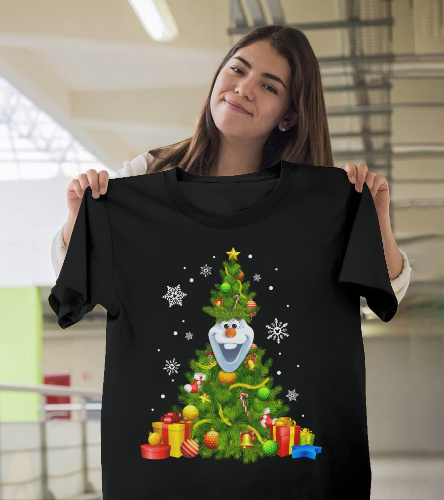 Olaf Christmas Tree Holiday Presents Snowflakes T-Shirt
