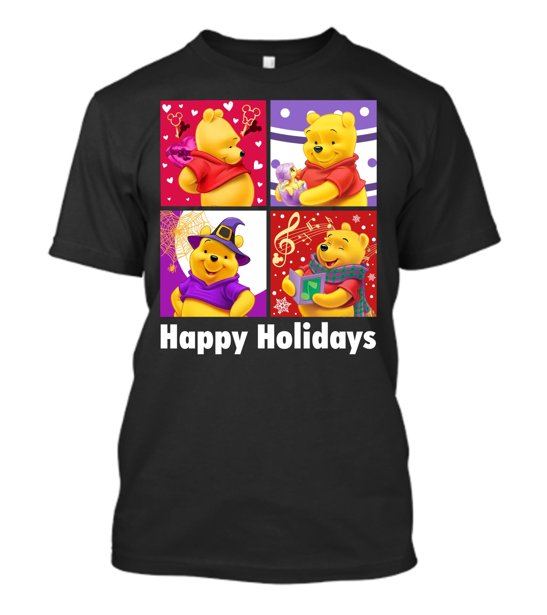 Happy Holidays Pooh Bear Festive Seasonal Celebrations T-Shirt