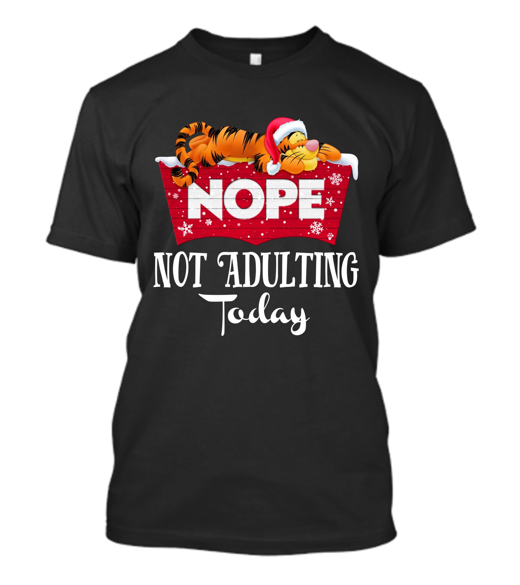Tigger Nope Not Adulting Today Santa Hat T-Shirt