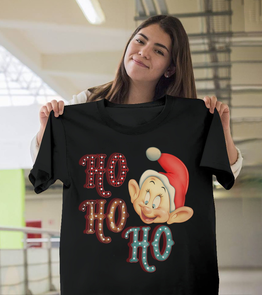 Ho Ho Ho Dopey Santa Hat Christmas Theme T-Shirt