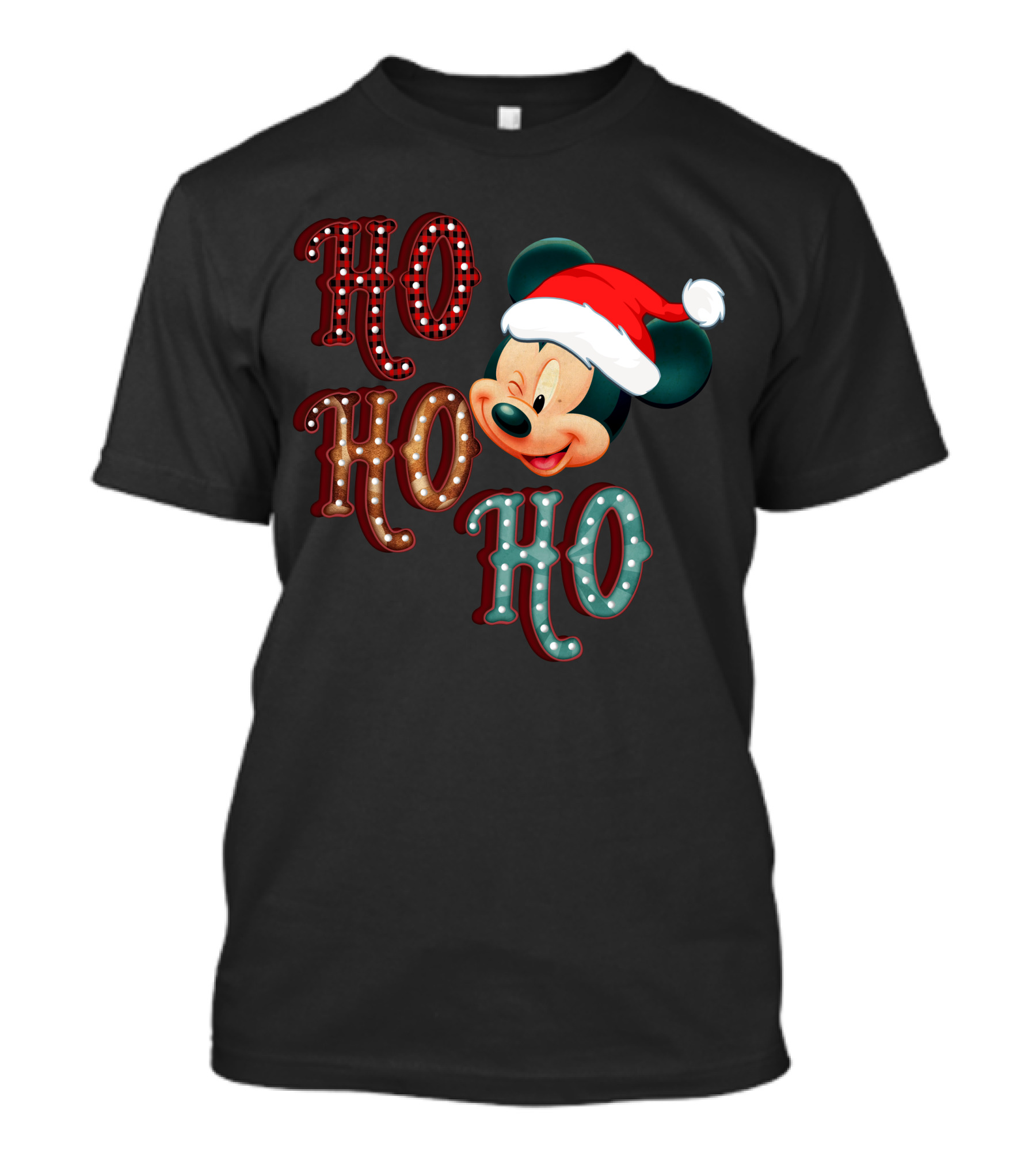 Mickey Mouse Santa Hat Ho Ho Ho Christmas T-Shirt