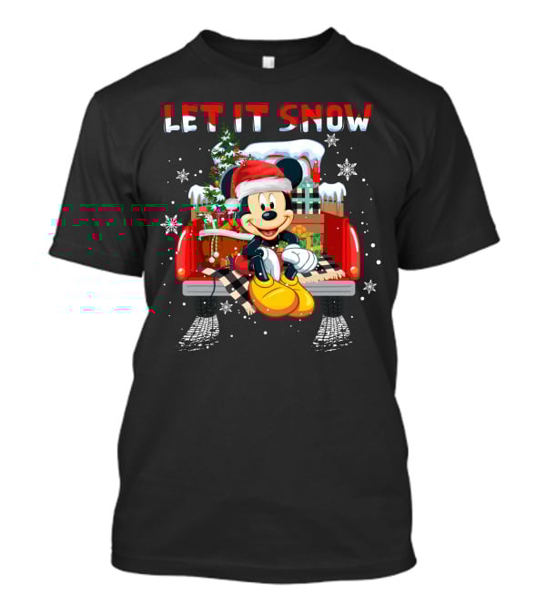 Let It Snow Mickey Christmas Truck Scene T-Shirt