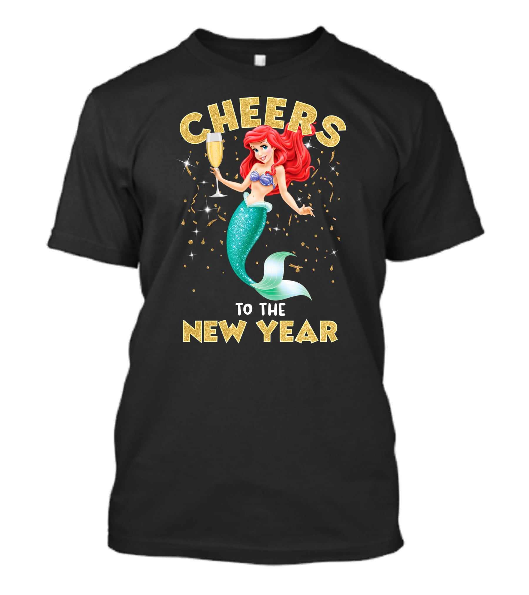 Cheers To The New Year Champagne Mermaid Celebration T-Shirt