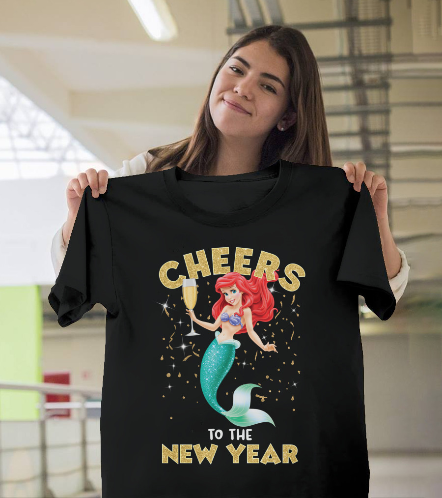 Cheers To The New Year Champagne Mermaid Celebration T-Shirt