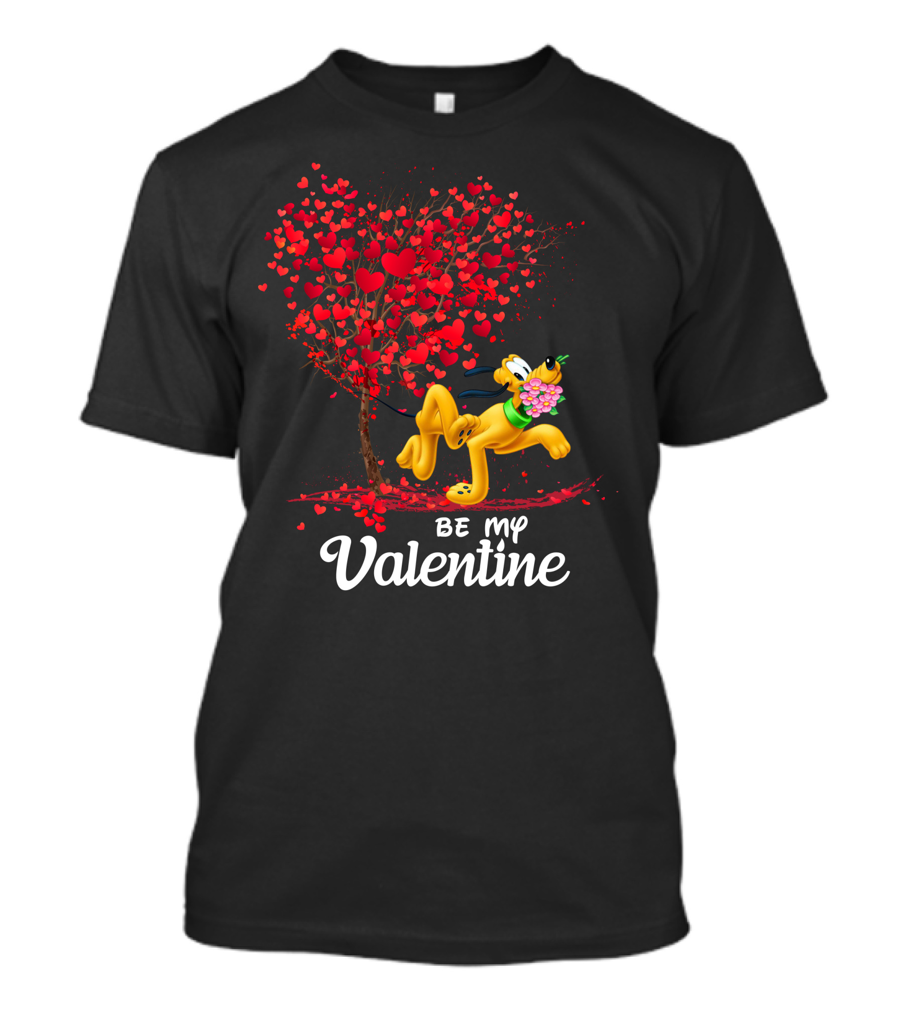 Pluto Be My Valentine Heart Tree Flowers T-Shirt