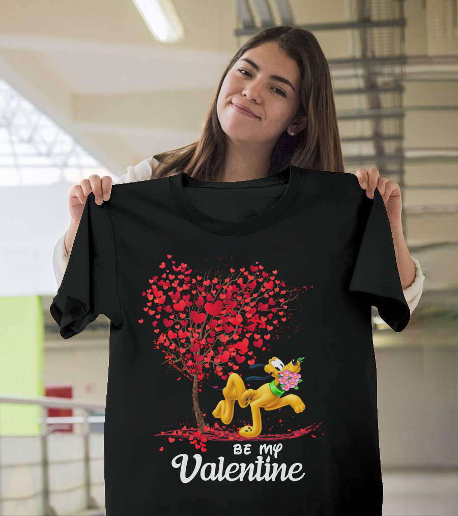 Pluto Be My Valentine Heart Tree Flowers T-Shirt