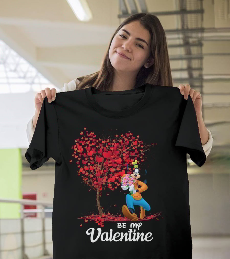 Goofy Be My Valentine With Heart And Tree T-Shirt